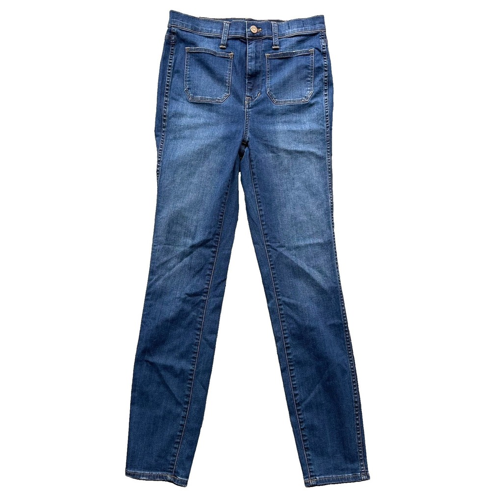 Madewell High Waisted Sailor Jeans Medium Wash Stretch Size 27 Front Flat Pocket